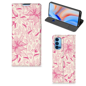 OPPO Reno4 Pro 5G Smart Cover Pink Flowers