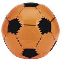 Opblaasbare oranje voetbal strandbal 30 cm dia - thumbnail