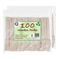 Wegwerp vorken - 200x st - hout - biologisch afbreekbaar - ECO Wegwerpbestek