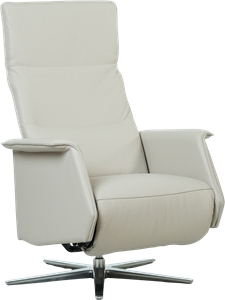 Crème leren moderne relaxfauteuil Mojo - met stervoet chroom - zithoogte hoog - Toledo leer Misty (crème leer)