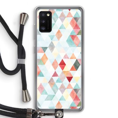 Gekleurde driehoekjes pastel: Samsung Galaxy A41 Transparant Hoesje met koord