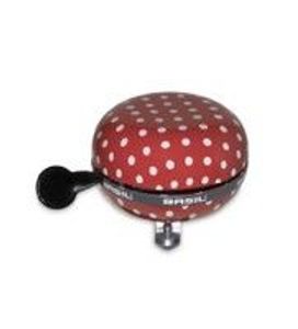Basil polkadot - fietsbel - 80 mm - rood / wit