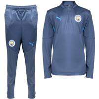 PUMA Manchester City Trainingspak 1/4-Zip 2024-2025 Kids Donkerblauw Lichtblauw