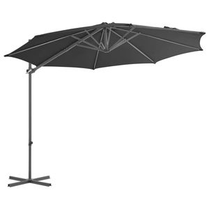 The Living Store Hangende Parasol - Antraciet - 300 x 255 cm - UV-beschermend - Met kruisvoet