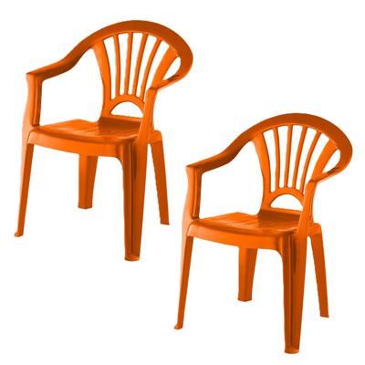 Camping Kinderstoel van kunststof - 2x - oranje - 37 x 31 x 51 cm