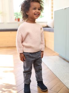 Molton babybroek met ruitjes donkerblauw geruit