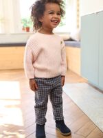 Molton babybroek met ruitjes donkerblauw geruit