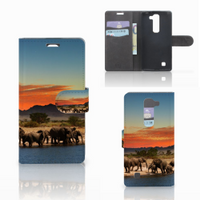 LG Magna | G4C Telefoonhoesje met Pasjes Olifanten - thumbnail