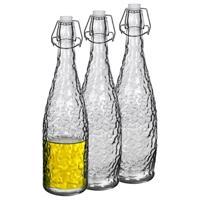 Alessandro Beugelfles/weckfles - 3x - gedecoreerd glas - transparant - luchtdicht - 1 liter