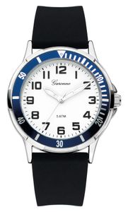 Garonne KQ14Q465 Kinderhorloge staal/siliconen zwart-blauw 35 mm