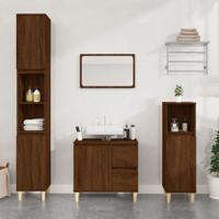 Badkamerkast 30x30x100 cm bewerkt hout bruin eikenkleur