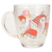 Kerst mok/beker van glas 300 ml met kerstman kleding - thumbnail