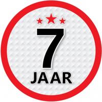 7 jaar leeftijd sticker - rond - Dia 15 cm - 7 jaar verjaardag - jubileum - leeftijd versiering