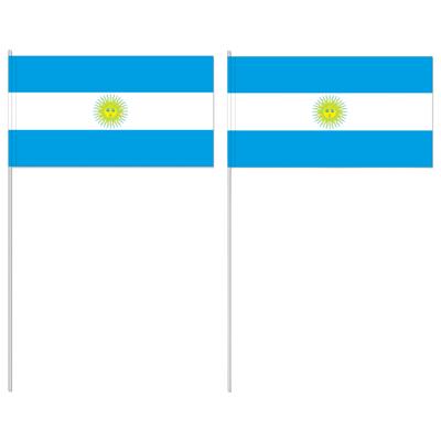 Zwaaivlaggetje Argentinie - 10x - 12 x 24 cm - stokje 40 cm - Argentijnse versiering - handvlag - vl