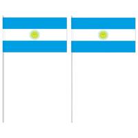 Zwaaivlaggetje Argentinie - 10x - 12 x 24 cm - stokje 40 cm - Argentijnse versiering - handvlag - vl