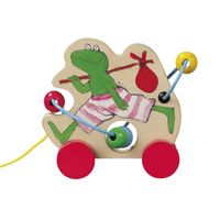 Bambolino Toys Houten Trekfiguur Kikker met Kralenframe - thumbnail