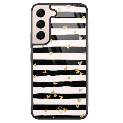 Samsung Galaxy S22 glazen hardcase - Hart streepjes