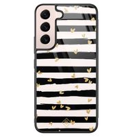 Samsung Galaxy S22 glazen hardcase - Hart streepjes