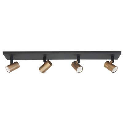 Highlight OpbouwspotPiccolo zwart met messing 4-lichts - S7444.38