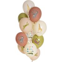 Dierentuin Ballonnen Mix Happy Birthday 12st (33 cm) - thumbnail