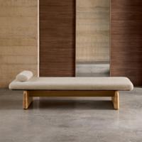 Kave Home Bank 'Topaz' Chenille en essenhout, 200cm, kleur Naturel