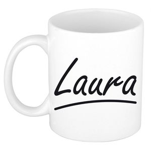 Laura voornaam kado beker / mok sierlijke letters - gepersonaliseerde mok met naam - Naam mokken