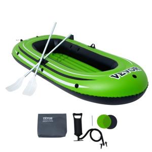 VEVOR Opblaasboot 2-persoons vissersboot, robuuste draagbare PVC vlotkajak, inclusief 45,6 inch aluminium roeispaan, krachtige pomp en hengelhouder, 500 lb laadvermogen voor volwassenen, kinderen