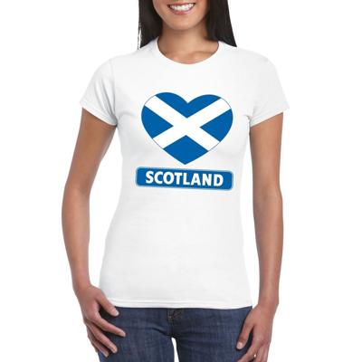 Schotland t-shirt - met hartjes vlag print - wit - dames - korte mouwen - landen supporters
