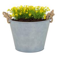 Plantenpot/bloempot Old Rope - rond - zink - zilver - D35 X H25 cm