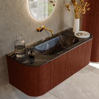 Badmeubel Mondiaz Kurve-Dlux | 120 cm cm | Meubelkleur Ruby | Wastafelkleur Lava | Solid surface | Wasbak midden spoelbak | Zonder kraangat(en)