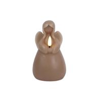 LED kaars engel L taupe 8,5x8,5x14,5cm
