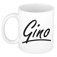 Naam cadeau mok / beker Gino met sierlijke letters 300 ml - thumbnail