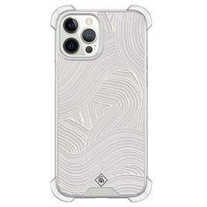 iPhone 12 (Pro) shockproof hoesje - Abstract beige waves