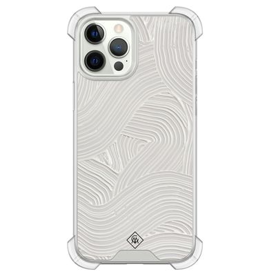iPhone 12 (Pro) shockproof hoesje - Abstract beige waves