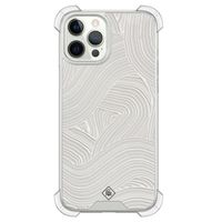 iPhone 12 (Pro) shockproof hoesje - Abstract beige waves