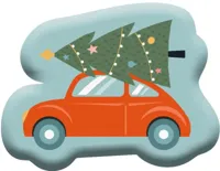 Sierkussen kerstboom op auto 40 x 40 cm