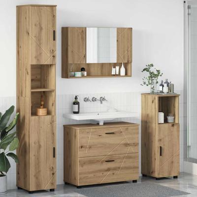 Badkamermeubelset met lade 4 pcs artisanaal eikenkleurig