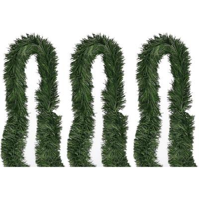 Dennenslinger - 3x - groen - 5 meter - kunststof - guirlande - kerstslinger - kerstversiering