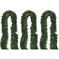 Dennenslinger - 3x - groen - 5 meter - kunststof - guirlande - kerstslinger - kerstversiering