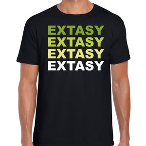 Extasy drugs fun t-shirt zwart met groene bedrukking heren