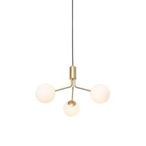 QAZQA Art Deco hanglamp goud met opaal glas 3-lichts - Coby