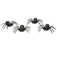 4x Plastic nep spinnen 10 cm Halloween decoratie