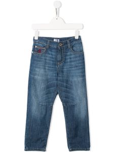 Brunello Cucinelli Kids jean à effet délavé - Bleu
