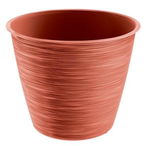 Plantenpot/bloempot Paintstripe - kunststof - rood - 20 x 24 cm - stijlvol - binnen/buiten