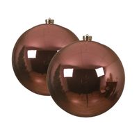 2x stuks grote kunststof kerstballen lippenstift roze 14 cm glans - Kerstbal - thumbnail