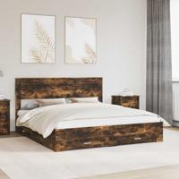 Bedframe met lade met hoofdeinde met opslag Bewerkt hout