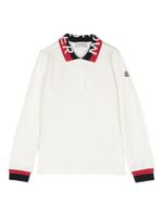 Moncler Enfant polo en coton à bande logo - Blanc - thumbnail