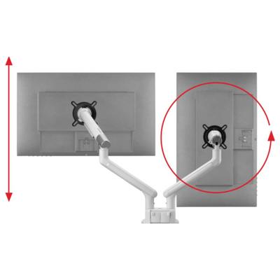 One For All Design Dual white Monitor-tafelbeugel 33 cm (13) - 81,3 cm (32) Wit In hoogte verstelbaar, Kantelbaar en roteerbaar, Zwenkbaar