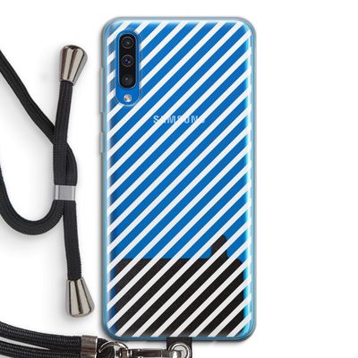 Strepen zwart-wit: Samsung Galaxy A50 Transparant Hoesje met koord