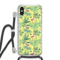 Flamingo party: iPhone X Transparant Hoesje met koord